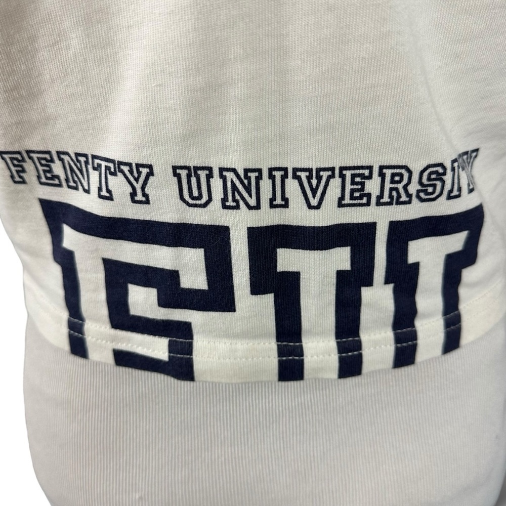 Puma X Fenty University Cropped Vintage Tee in Cream Large Rhianna Baby Tee - Picture 11 of 16